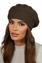 zimowy-welniany-beret-damski-kolor-brazowy-kamea-kiang