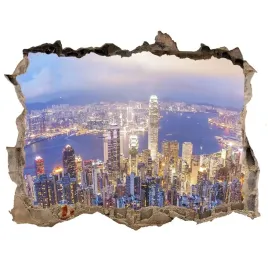 fototapeta-dziura-na-sciane-3d-hongkong-panorama