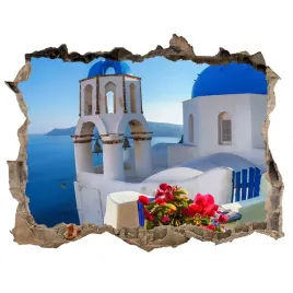 fototapeta-dziura-na-sciane-3d-santorini-grecja