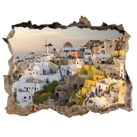 fototapeta-dziura-na-sciane-3d-santorini-grecja
