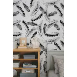 fototapeta-scienna-akwarelowy-wzor-pior-104x70-cm