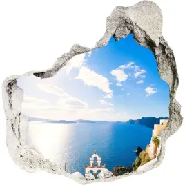 dziura-3d-w-scianie-naklejka-santorini-grecja