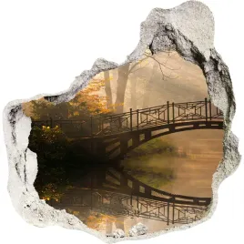 dziura-3d-w-scianie-naklejka-stary-most-jesienia
