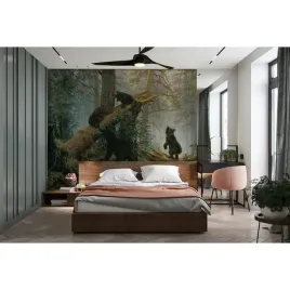 fototapeta-niedzwiedzie-w-lesie-sosnowym-152x104cm