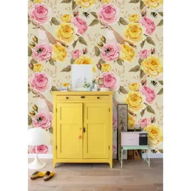tapeta-lateks-angielskie-roze-i-ptaki-360x250-cm