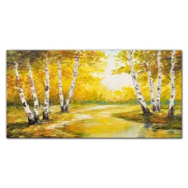 obraz-akrylowy-scienny-140x70-malarstwo-las-drzewa