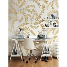 tapeta-lateks-zlote-eleganckie-liscie-416x254-cm