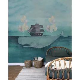 tapeta-lateksowa-wieloryb-ze-statkiem-416x254-cm