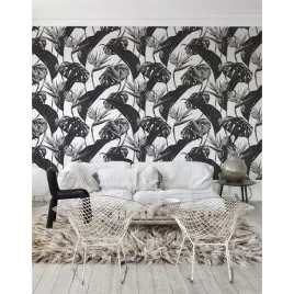 fototapeta-na-sciane-czarno-biale-liscie-416x254cm