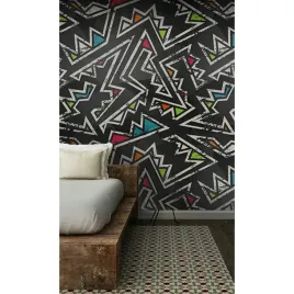 tapeta-scienna-graffiti-szaro-niebieskie-416x254cm