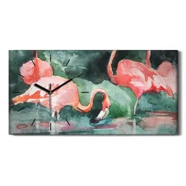 flamingi-krajobraz-woda-60x30-zegar-canvas-scienny