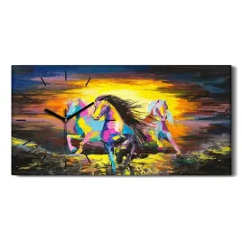 konie-galop-zwierzeta-60x30-zegar-canvas-na-sciane