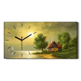 drzewa-lodka-krajobraz-60x30-zegar-plotno-na-ramie