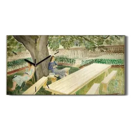 kobiety-w-ogrodzie-60x30-zegar-na-plotnie-na-ramie