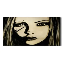 kobieta-portret-60x30-zegar-na-plotnie-z-nadrukiem