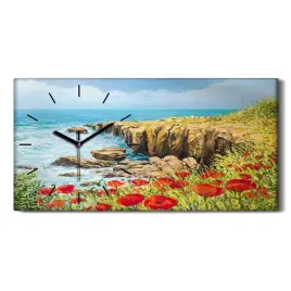 klif-maki-kwiaty-lato-60x30-zegar-plotno-na-ramie