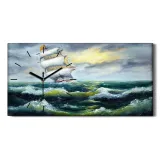 fale-morze-statek-ocean-60x30-zegar-canvas-scienny