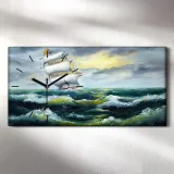 fale-morze-statek-ocean-60x30-zegar-canvas-scienny-stan-nowy