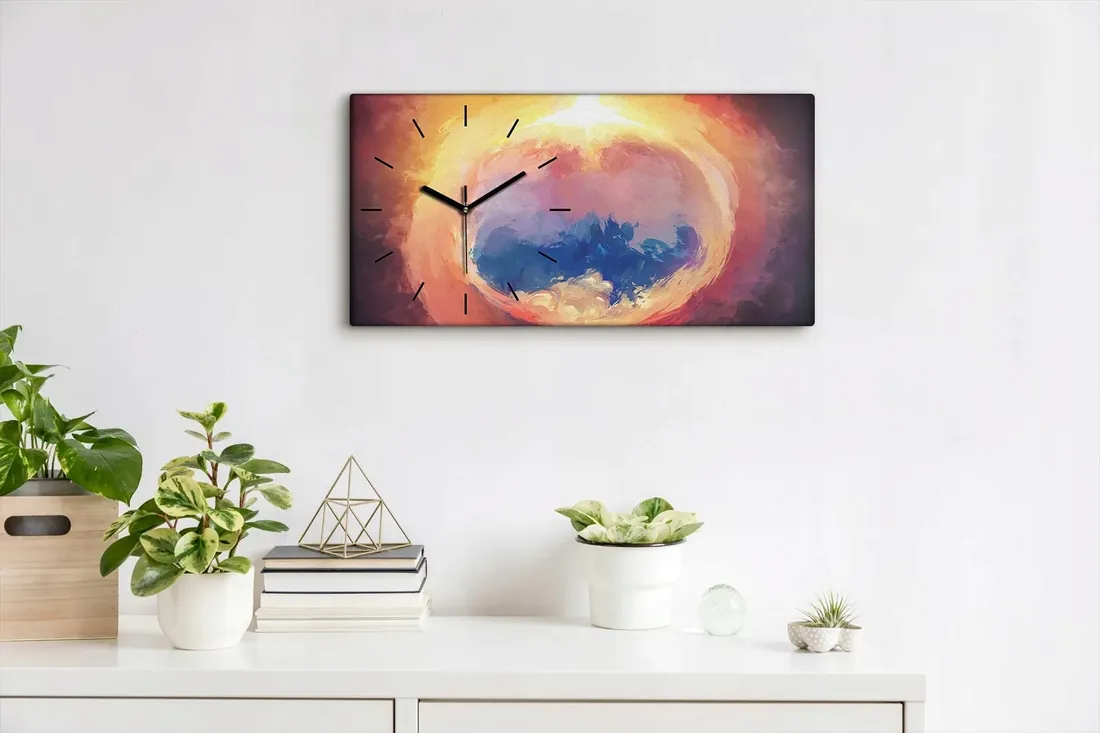 fantasy-ogien-chmury-60x30-zegar-plotno-na-ramie