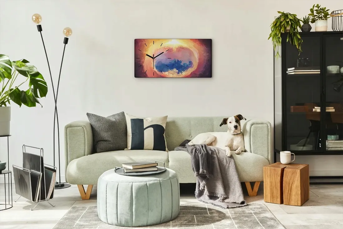 fantasy-ogien-chmury-60x30-zegar-plotno-na-ramie-stan-nowy