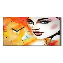 dziewczyna-akwarele-60x30-zegar-canvas-na-sciane