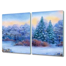 deska-kuchenna-2x40x52-akwarela-snieg-drzewo-las
