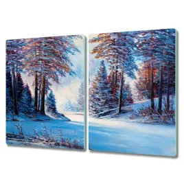 deska-ze-szkla-2x40x52-malarstwo-zima-las-drzewa