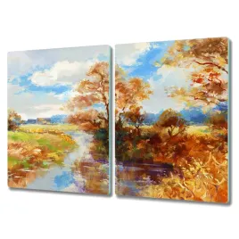 deska-do-kuchni-2x40x52-dekor-drzewa-rzeka-niebo