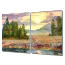 deska-szklo-2x40x52-akwarela-drzewa-zachod-slonca