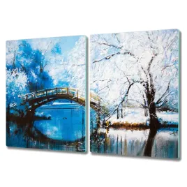 deska-ze-szkla-2x40x52-cm-zima-rzeka-drzewa-most