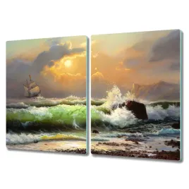 deska-szklana-2x40x52-cm-fale-statek-zachod-slonca