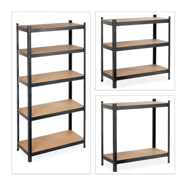REGAŁ MAGAZYNOWY GARAŻOWY METALOWY OCYNKOWANY 180x90x40cm 875kg CZARNY