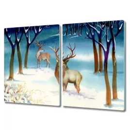deska-ze-szkla-2x40x52-zima-snieg-jelenie-drzewa