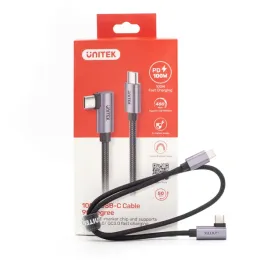 unitek-czarny-przewod-kabel-usb-c-katowy-90-stopni-pd-100w-50cm