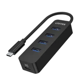 unitek-czarny-hub-usb-c-na-4-porty-usb-3-1-aktywny-10w-15cm-kabel