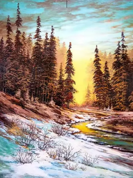 Obraz do malowania po numerach ZIMOWY POTOK 40x50 cm W RAMIE