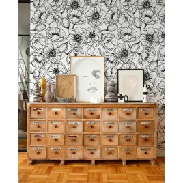 fototapeta-kwiecisty-ogrod-czerni-i-bieli-208x146