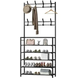 wieszak-na-ubrania-szafka-buty-stojacy-stojak-podlogowy-czarny