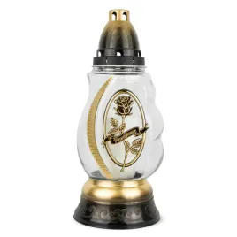 znicz-szklany-elegancki-znicz-z-wkladem-z-roza-28-cm-znicz-na-grob-zloty