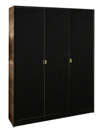 szafa-garderoba-lumi-157-3d-dab-craft-czarny-ryflowany-uchwyt-zloty