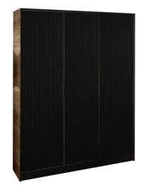 szafa-garderoba-lumi-157-3d-dab-craft-czarny-ryflowany-uchwyt-czarny