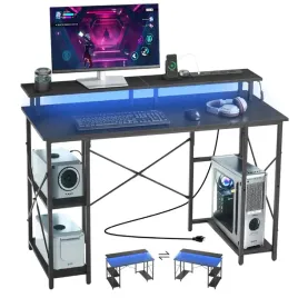 biurko-gamingowe-komputerowe-led-rgb-gniazdka-usb-nadstawka-polki-czarne