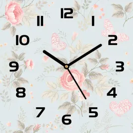 cichy-zegar-szklany-na-sciane-roze-i-motyle-30x30