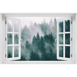 3d-okno-naklejka-na-sciane-mgla-nad-lasem-90x60