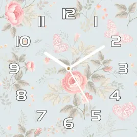 cichy-zegar-szklany-na-sciane-roze-i-motyle-30x30