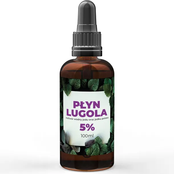 PŁYN LUGOLA 5% - CZYSTY JOD 100ml, jodek potasu, roztwór z pipetą