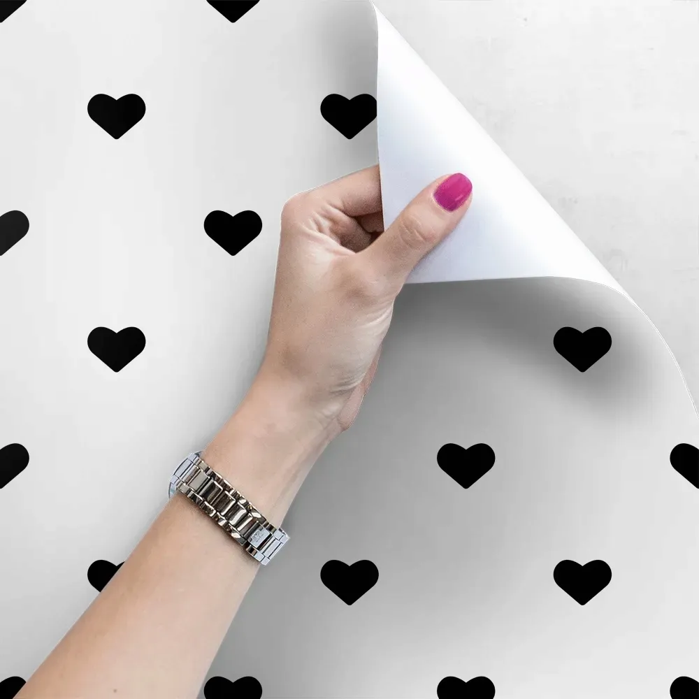 tapeta-scienna-czarne-geometryczne-serca-250x250cm