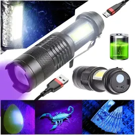 latarka-led-uv-5w-395nm-cob-wbudowany-akumulator-usb-zestaw-2w1-rt0328