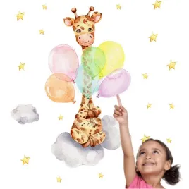naklejka-na-sciane-zyrafa-balony-30cm-x60-cm