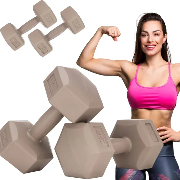 Zestaw Hantli Hantle Bitumiczne Ciężarki do Ćwiczeń Fitness Siłownia 2x 3kg